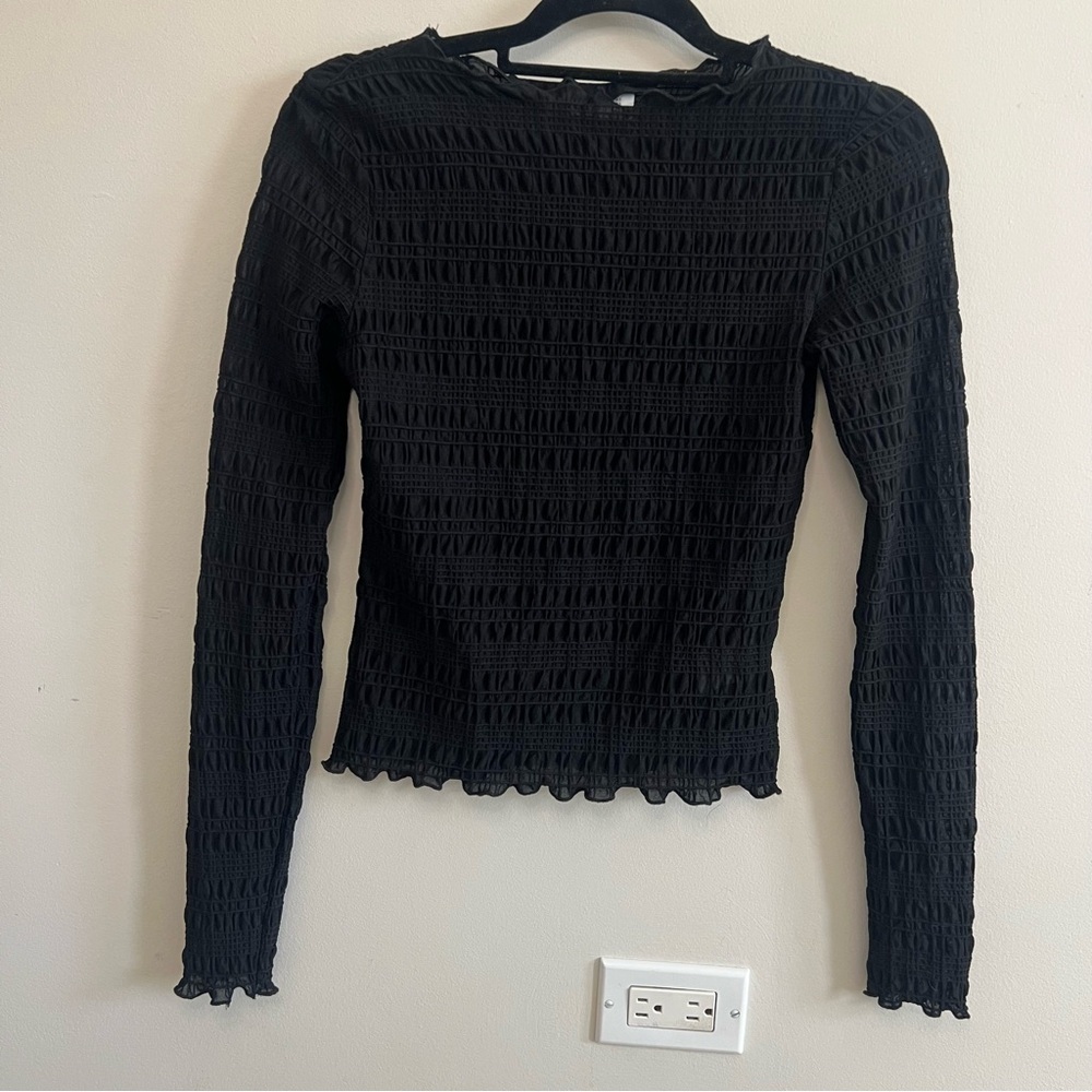 Elodie Black Textured Long Sleeve Top Romantic Fairy Goth Date Night Career Wear